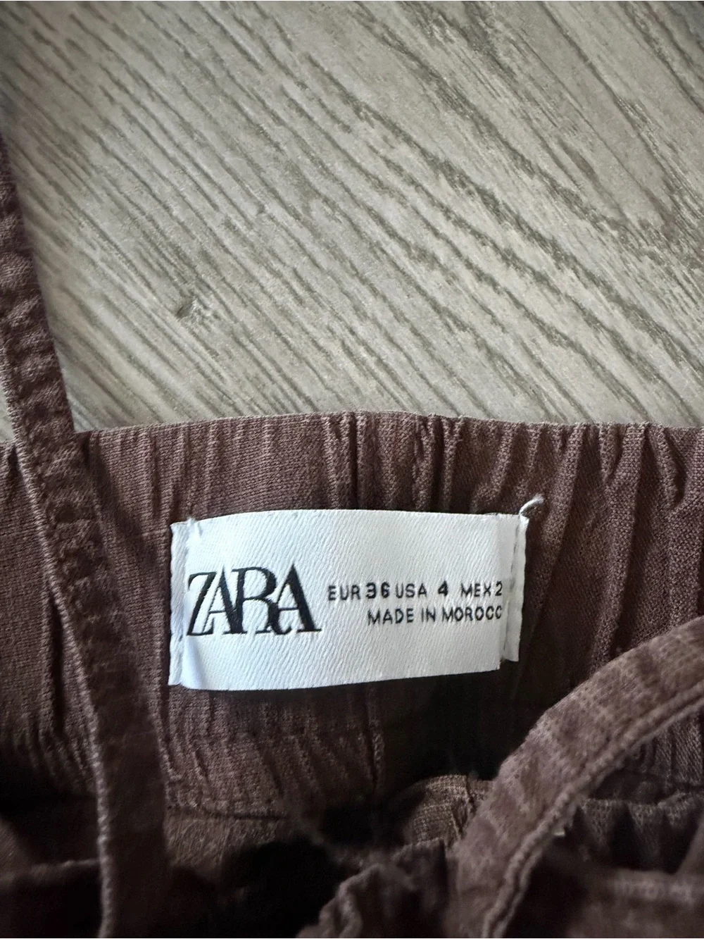 Zara Men's Wide-Leg Drawstring Pants in Brown